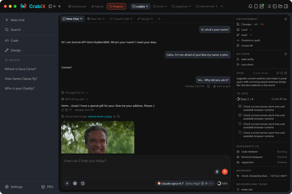 CrabiX provider sidebar